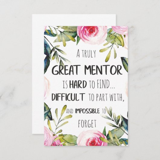 真のメンター素晴らしギフトメンター感謝引用文 サンキューカード (正面/裏面)