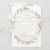 真のロマンスフォイルフローラフレームベビーシャワー 招待状 (正面/裏面)