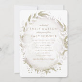 真のロマンスフォイルフローラフレームベビーシャワー 招待状 (正面)