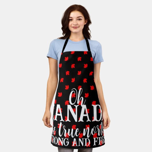 真の北の強さと自由なカナダ エプロン (着用した状態)