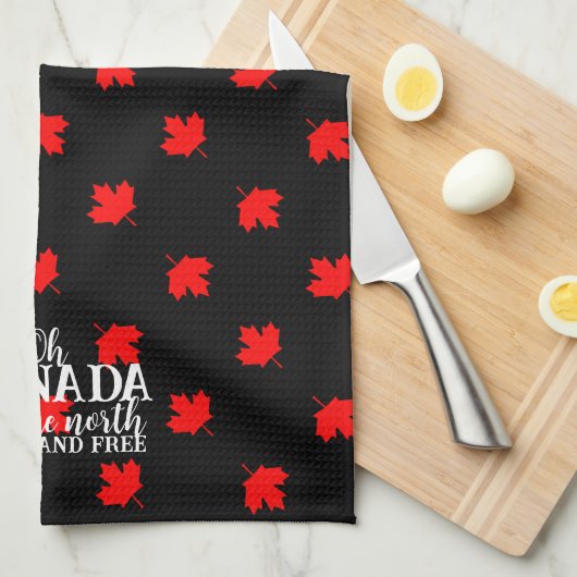 真の北の強さと自由なカナダ キッチンタオル (四つ折り)