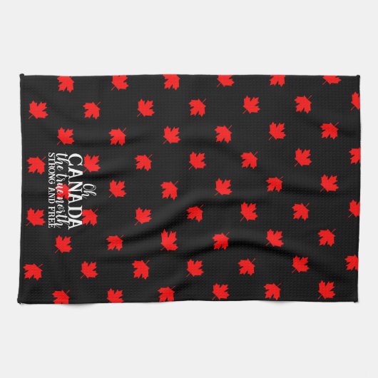 真の北の強さと自由なカナダ キッチンタオル (横)