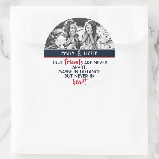 真の友人は決して写真と名前と離れない ラウンドシール (バッグ)