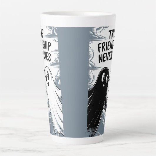 真の友情は決して手を持って幽霊を死なない カフェラテマグ (正面)