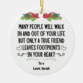 真の友葉達の足跡がハートに セラミックオーナメント