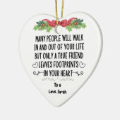 真の友葉達の足跡がハートに セラミックオーナメント (左)