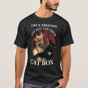 真の友達が猫の箱を使う Tシャツ