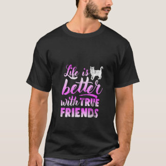真の友達と一緒に生きる女性の方が猫Vネック Tシャツ