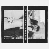 真の愛が永遠に続く白黒結婚の写真 フリースブランケット (正面(横))