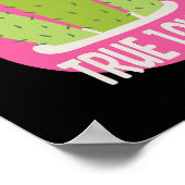 真の愛のかわいいは緑とピンク ポスター (角)