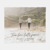 真の愛の写真モダンのギフトパーソナライズされた フリースブランケット (正面(横))