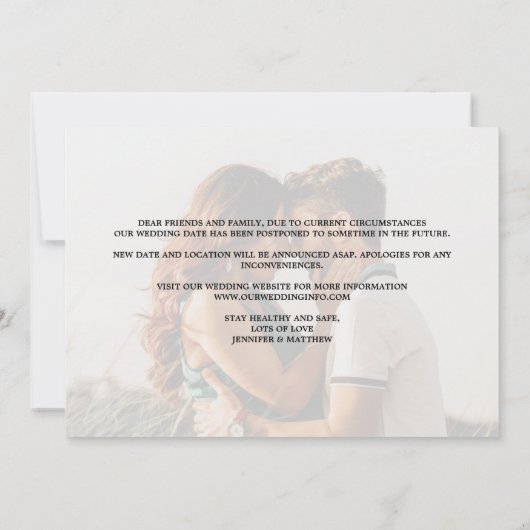 真の愛の延期結婚タイポグラフィ 案内状 (裏面)