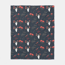 真の愛の手と花 フリースブランケット