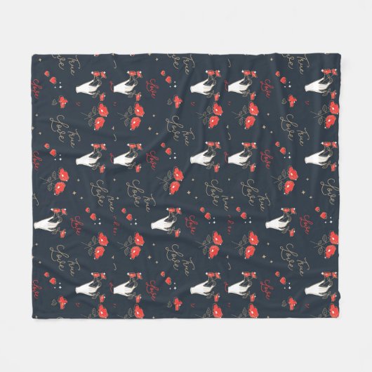 真の愛の手と花 フリースブランケット (正面(横))