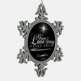 真の愛の物語が終わらないオーナメント スノーフレークピューターオーナメント