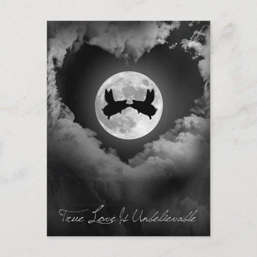 真の愛は信じ難い飛んでいる豚だキスをする ポストカード (正面)