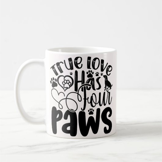 真の愛は四つの手を持って動物愛好家 コーヒーマグカップ (左)