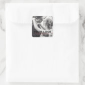 真の愛は永遠にかわいいカップルハート写真 スクエアシール (バッグ)