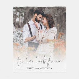 真の愛は永遠にカップルのフォトオーバーレイ フリースブランケット