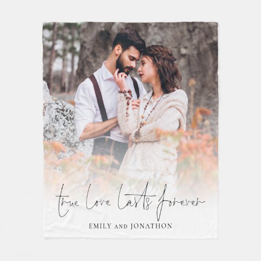 真の愛は永遠にカップルのフォトオーバーレイ フリースブランケット (正面)