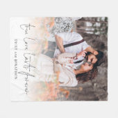 真の愛は永遠にカップルのフォトオーバーレイ フリースブランケット (正面(横))