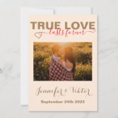 真の愛は永遠にカップル写真ハート金ゴールド (正面)