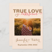 真の愛は永遠にカップル写真ハート金ゴールド (正面/裏面)