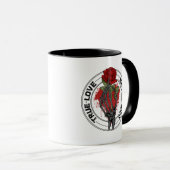 真の愛は決して死なないスケルトン手とバラマグカップ マグカップ (正面右)