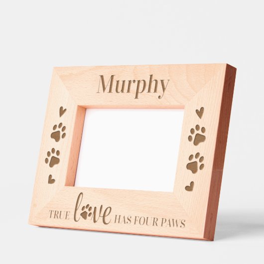 真の愛は4つの足を持つ – 犬パーソナライズされたの恋人 レーザー彫刻フレーム (左)