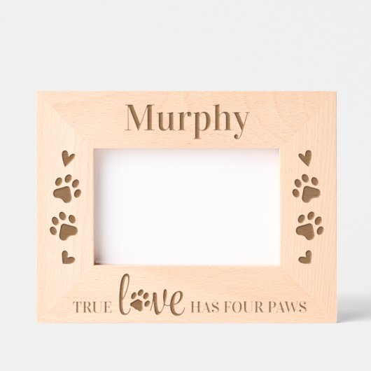 真の愛は4つの足を持つ – 犬パーソナライズされたの恋人 レーザー彫刻フレーム (正面)