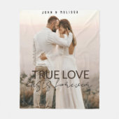 真の愛カップル家族の写真パーソナライズされた名 フリースブランケット (正面)