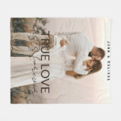 真の愛カップル家族の写真パーソナライズされた名 フリースブランケット (正面(横))