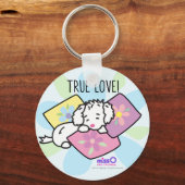 真の愛リトルフワフワ白い犬 キーホルダー (正面)