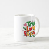 真の愛永遠にかわいいハートデザインロマンチックギフト コーヒーマグカップ (正面右)