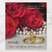 真の愛結婚のブライダル赤いバラのワインラベル ワインラベル (シングルラベル)