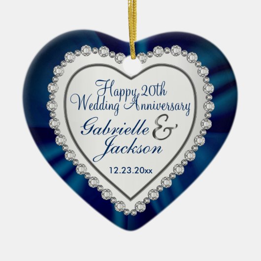 真の愛結婚の/記念日 – Navy Blue セラミックオーナメント (正面)