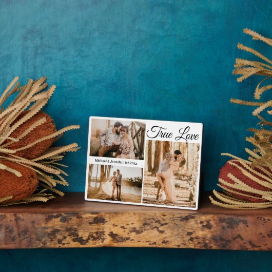 真の愛3の写真コラージュ結婚ミニマル フォトプラーク (側面)