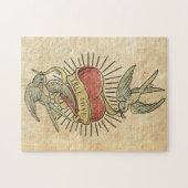 真の愛 |ヴィンテージ入れ鳥とハート ジグソーパズル (横)