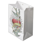 真の愛 |ヴィンテージ入れ鳥とハート ミディアムペーパーバッグ (正面アングル)