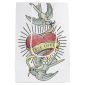 真の愛 |ヴィンテージ入れ鳥とハート ミディアムペーパーバッグ (裏面)