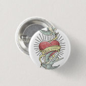 真の愛 |ヴィンテージ入れ鳥とハート 缶バッジ (正面&裏面)