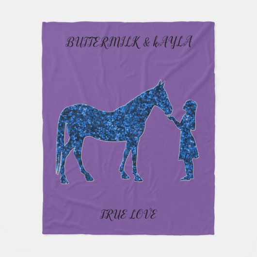 "真の愛"名前の馬の毛布パーソナライズされた。 フリースブランケット (正面)