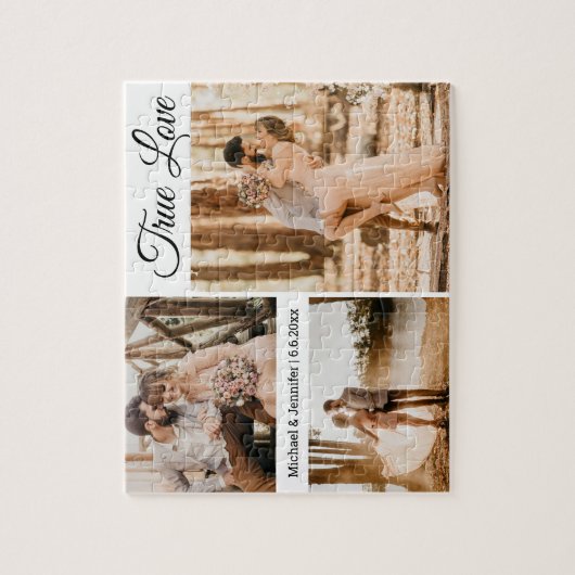 真の愛、3枚の写真がバレンティ結婚ーをコラージュ ジグソーパズル (縦)
