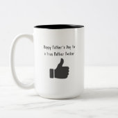 真の母への父の日の幸せf*おもしろい ツートーンマグカップ (左)
