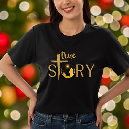 真の物語クリスチャン・クリスマス・出生・イエス Tシャツ