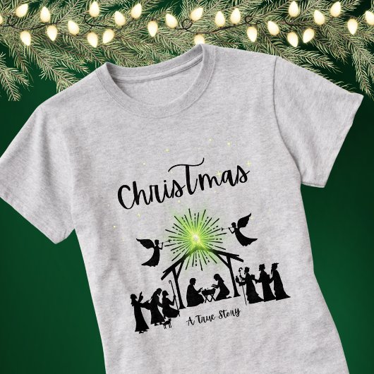 真の物語クリスチャン・クリスマス・出生・イエス Tシャツ
