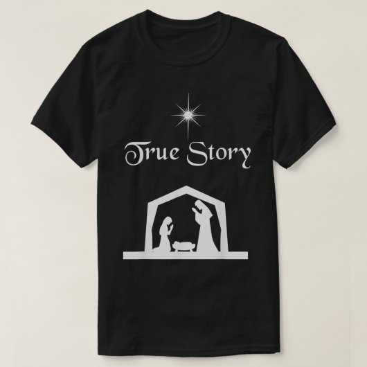 真の物語出生シャツクリスマス誕生のイエス Tシャツ (デザイン正面)