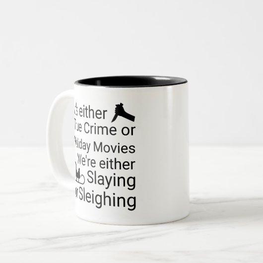 真の犯罪やホリデー映画を殺したり殺したり ツートーンマグカップ (正面左)