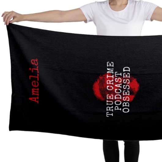真の犯罪番組の執着パーソナライズされた ビーチタオル