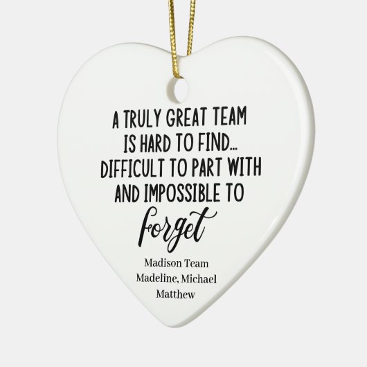 真の素晴らしチームは同僚を見つける懸命だ セラミックオーナメント (左)